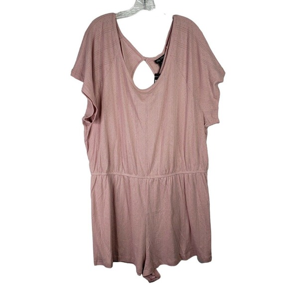 City Chic Womens Plus 22 Blush Pink Greta Romper Shorts Short Sleeve New Cotton - Picture 2 of 10
